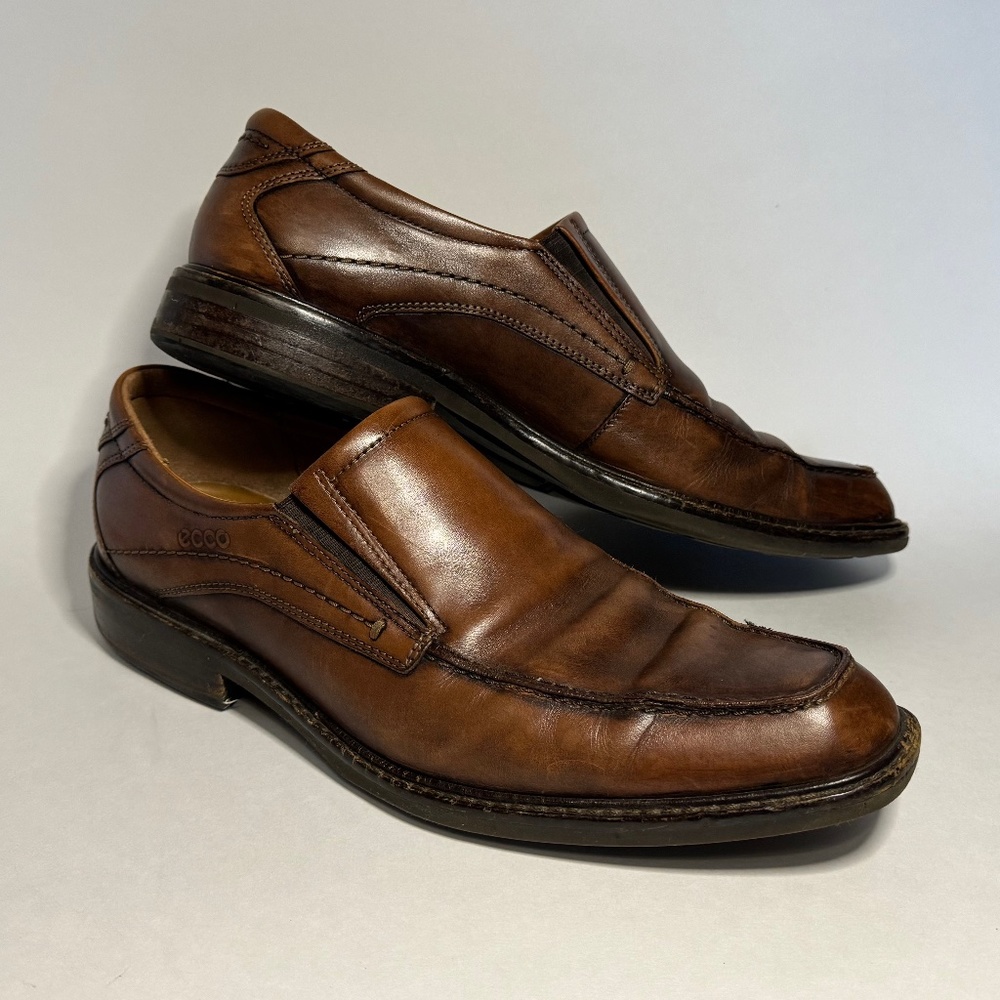 Mens Leather Ecco Slip on Dress Shoe EU 44